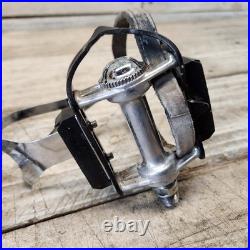 1972 Campagnolo Record Black Platform Pedals Christophe Clips Leather Straps