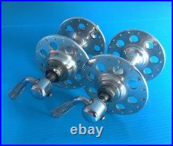 Campagnolo Nuovo Tipo High Flange Hubs 1973 36h Italian withSkewers 120/100 Mint
