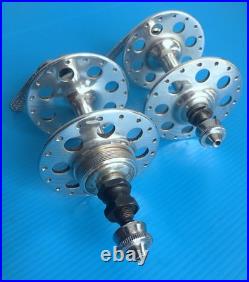 Campagnolo Nuovo Tipo High Flange Hubs 1973 36h Italian withSkewers 120/100 Mint