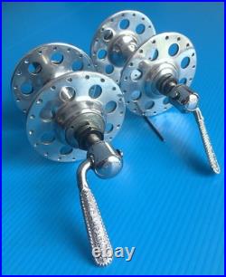 Campagnolo Nuovo Tipo High Flange Hubs 1973 36h Italian withSkewers 120/100 Mint