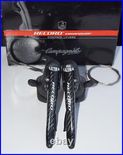 Campagnolo Record Shifter Set Shifters Carbon Levers 2/3x10 Speed + Shift Cables