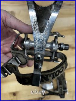Campagnolo Record Vintage Pedals With Colnago Straps And Toe Clips