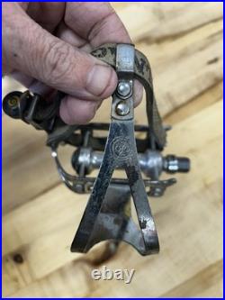 Campagnolo Record Vintage Pedals With Colnago Straps And Toe Clips