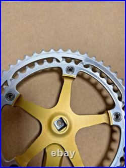 Campagnolo Super Record Pantographed Colnago Crankset Gold Anodized 1984