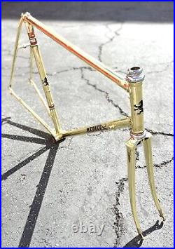 Medici Pro Strada Gold Chromed Road Bike Frameset Campagnolo Record Headset Medici Pro Strada Gold Chromed Road Bike Frameset Campagnolo Record Headset