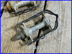 Vintage Bike Bicycle Campagnolo Record Pedals Used Made In Italy Campy Rusted
