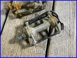 Vintage Bike Bicycle Campagnolo Record Pedals Used Made In Italy Campy Rusted