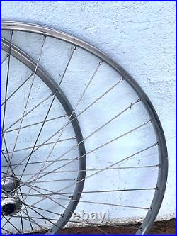 Vintage CAMPAGNOLO RECORD Low Flange Hubs w RIGIDA 27 Clincher Rims Wheelset