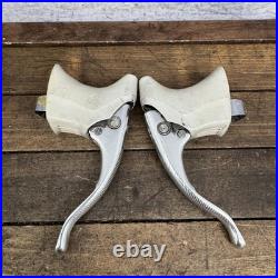Vintage Campagnolo Brake Levers C-Record Chrous White Hoods 4-Finger Drop Bar
