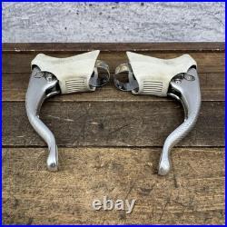 Vintage Campagnolo Brake Levers C-Record Chrous White Hoods 4-Finger Drop Bar