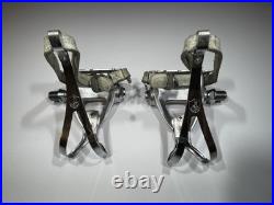 Vintage Campagnolo C Record Aero Pedals With Toe Clips And Leather Straps