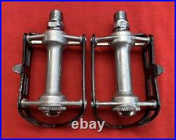 Vintage Campagnolo Record Pedals 1037/A Pair 9/16 Patent Italy Aluminum Cage