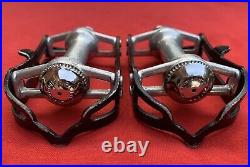 Vintage Campagnolo Record Pedals 1037/A Pair 9/16 Patent Italy Aluminum Cage