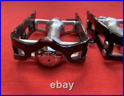 Vintage Campagnolo Record Pedals 1037/A Pair 9/16 Patent Italy Aluminum Cage