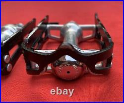 Vintage Campagnolo Record Pedals 1037/A Pair 9/16 Patent Italy Aluminum Cage