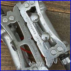 Vintage Campagnolo Record Pedals 9/16 Patent Italy Silver Eroica Race Bike C2