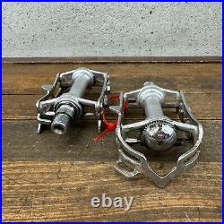 Vintage Campagnolo Record Pedals 9/16 Patent Italy Silver Eroica Race Bike C2