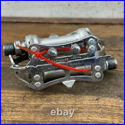 Vintage Campagnolo Record Pedals 9/16 Patent Italy Silver Eroica Race Bike C2