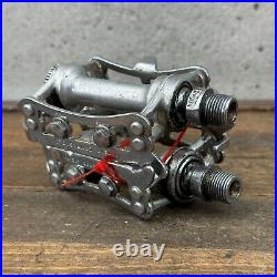 Vintage Campagnolo Record Pedals 9/16 Patent Italy Silver Eroica Race Bike C2