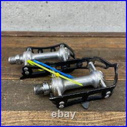 Vintage Campagnolo Record Pedals Pair 9/16 Patent Italy Black Campy Super C01