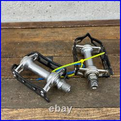 Vintage Campagnolo Record Pedals Pair 9/16 Patent Italy Black Campy Super C01