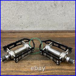 Vintage Campagnolo Record Pedals Pair 9/16 Patent Italy Black Campy Super C2