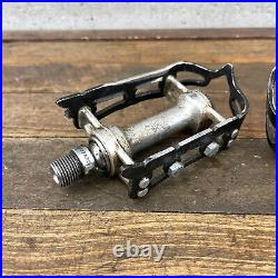 Vintage Campagnolo Record Pedals Pair 9/16 Patent Italy Black Eroica Super B5