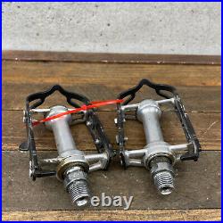Vintage Campagnolo Record Pedals Pair 9/16 Patent Italy Black Super Eroica B4