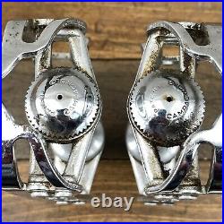 Vintage Campagnolo Record Pedals Road 9/16 in Chrome Italy Patent 70s 80s