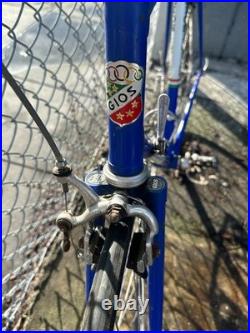 Vintage GIOS Torino Super Record Road Bike Campagnolo Groupset Columbus Blue 58c