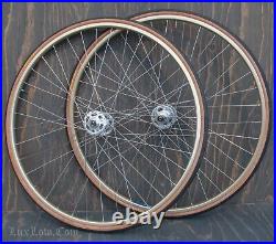 Vintage Gold 700c RoadBike WHEELS Campagnolo Record HFHubs Ambrosio Rims Bicycle