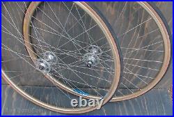 Vintage Gold 700c RoadBike WHEELS Campagnolo Record HFHubs Ambrosio Rims Bicycle