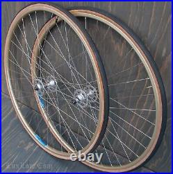 Vintage Gold 700c RoadBike WHEELS Campagnolo Record HFHubs Ambrosio Rims Bicycle