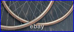 Vintage Gold 700c RoadBike WHEELS Campagnolo Record HFHubs Ambrosio Rims Bicycle