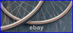 Vintage Gold 700c RoadBike WHEELS Campagnolo Record HFHubs Ambrosio Rims Bicycle