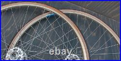 Vintage Gold 700c RoadBike WHEELS Campagnolo Record HFHubs Ambrosio Rims Bicycle