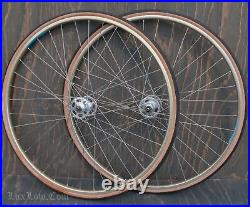 Vintage Gold 700c RoadBike WHEELS Campagnolo Record HFHubs Ambrosio Rims Bicycle