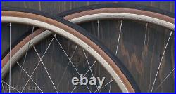 Vintage Gold 700c RoadBike WHEELS Campagnolo Record HFHubs Ambrosio Rims Bicycle