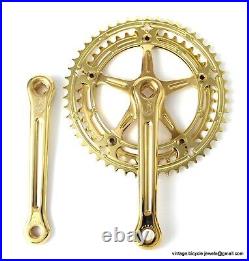 Vintage Race Bike Campagnolo NUOVO RECORD DRILLED CRANKSET CHAINSET GOLD PLATED