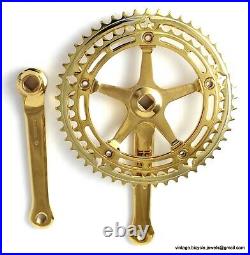 Vintage Race Bike Campagnolo NUOVO RECORD DRILLED CRANKSET CHAINSET GOLD PLATED
