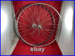 Vintage tubular bicycle wheel set with Campagnolo Record hubs & QR skewers