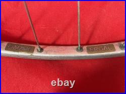 Vintage tubular bicycle wheel set with Campagnolo Record hubs & QR skewers
