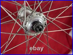 Vintage tubular bicycle wheel set with Campagnolo Record hubs & QR skewers