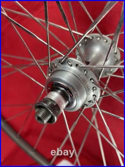 Vintage tubular bicycle wheel set with Campagnolo Record hubs & QR skewers