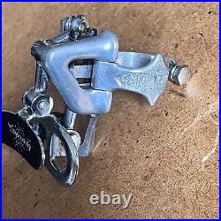 Vtg CAMPAGNOLO RECORD 1st Gen Front Derailleur'No-Slot Cable Stop' bronze CLEAN